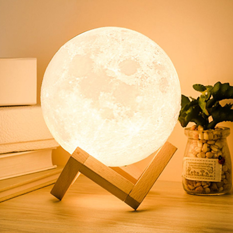 3D Lunar Moon LED Atmosphere Lamp 6000K DC 3.7V 10cm 12cm 15cm 18cm 20cm
